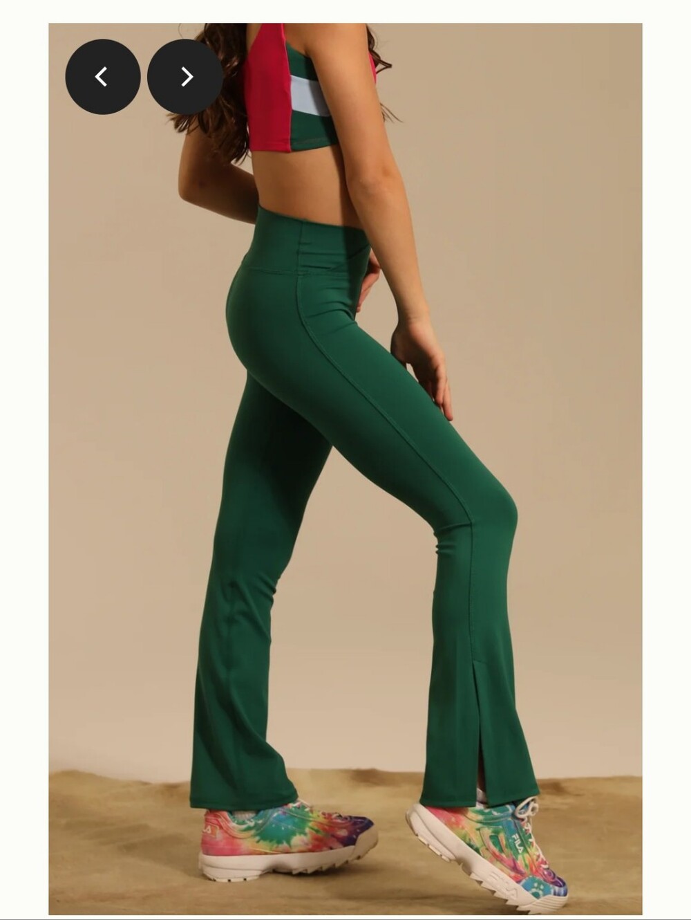 Tiger Friday May Split Flare Leggings Crossover V Waist Evergreen Adult S